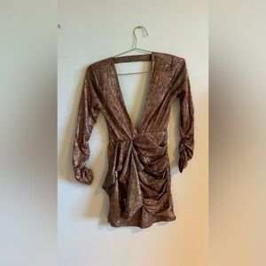 Seashell 🐚 Cognac Metallic Dress, XS